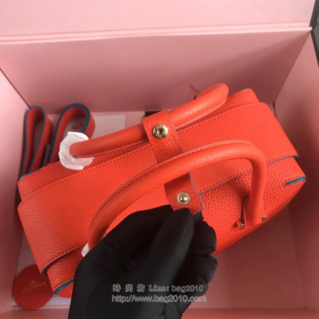 DELVAUX女包 Delvau單肩斜挎包 半手工Cool box 中號 德爾沃女手提包 手拎包 橙色  fcs1190